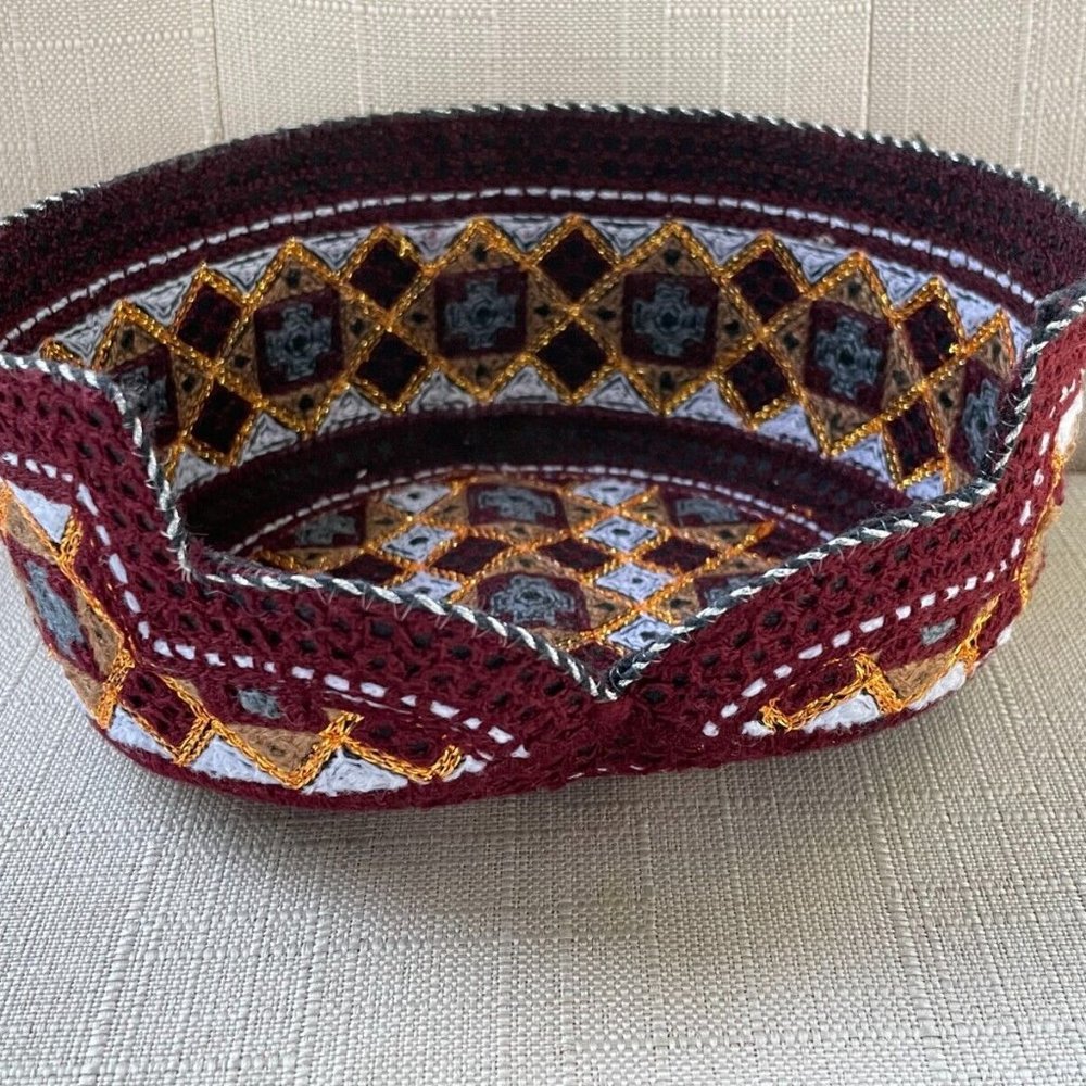 Handmade Men Hat Embroidery Cultural Round Cap Sindhi Hat New - Picture 7 of 10